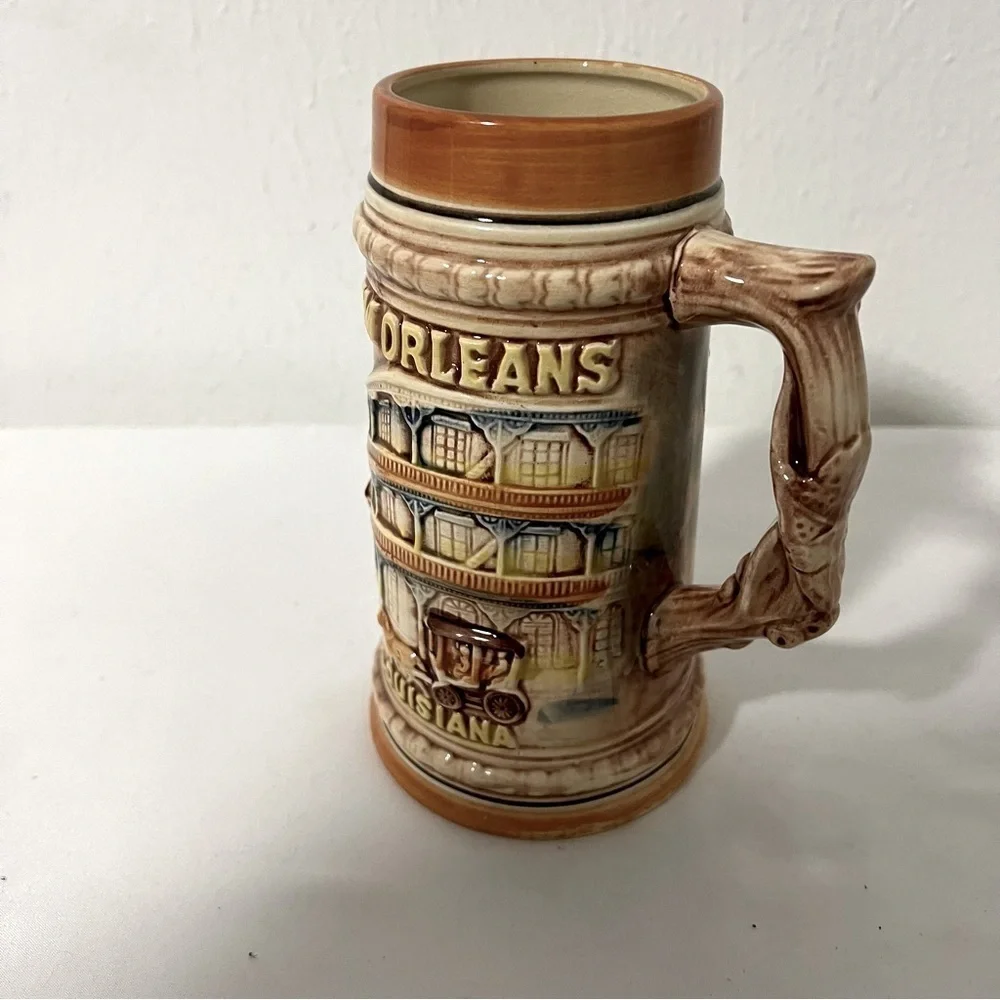 Vintage Beer Stein Mug 3D Design Inspired By The French Quarter of New Orleans